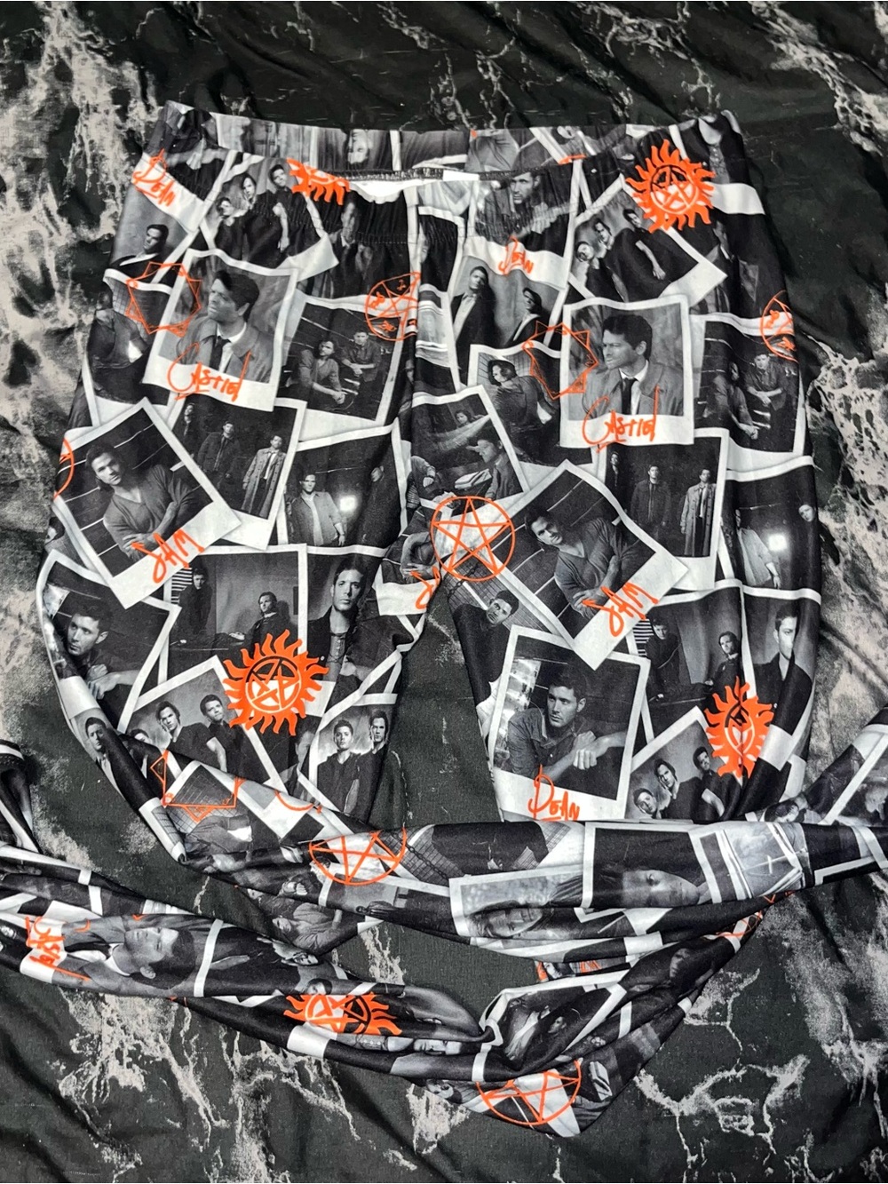 Supernatural Black & White Photo Collage leggings lounge pants size m